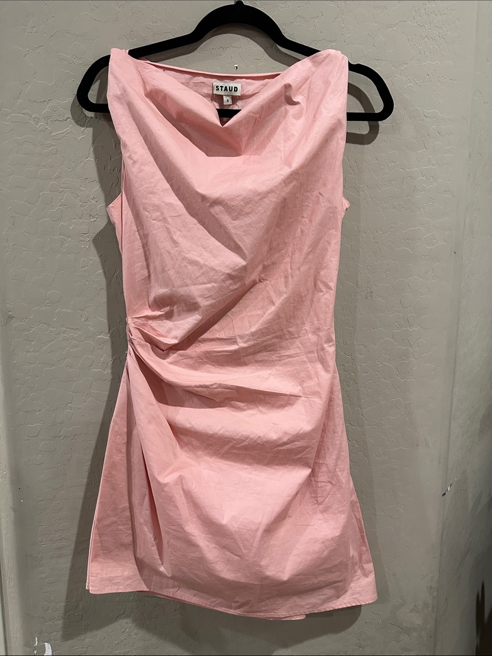 STAUD Blush Pink Cowl Neck Mini Dress